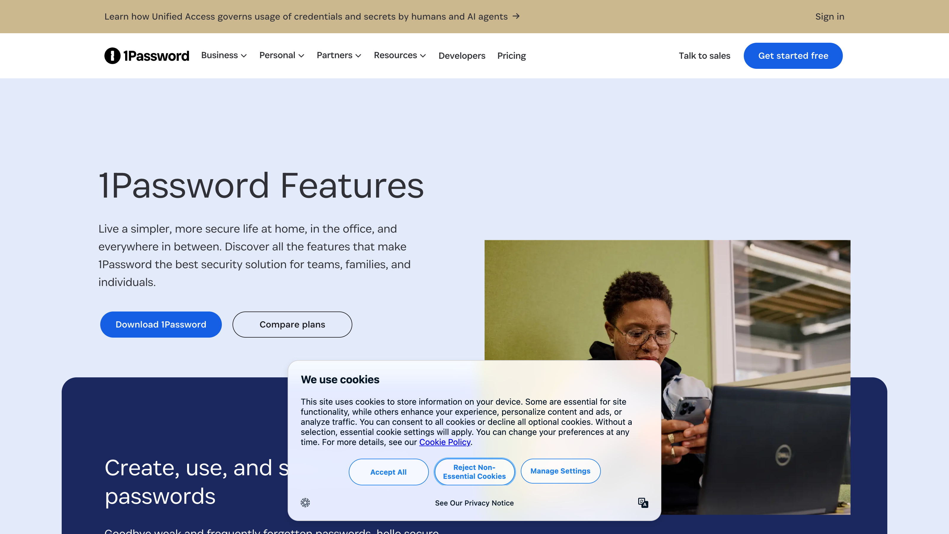 1Password Business product page