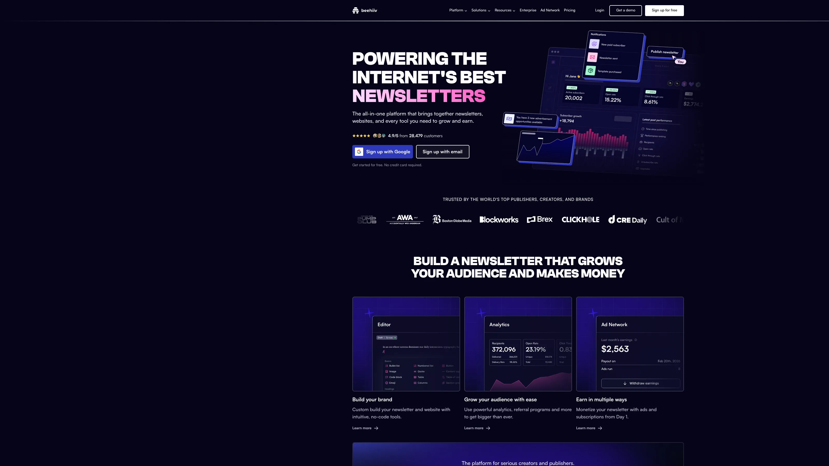 Beehiiv product page