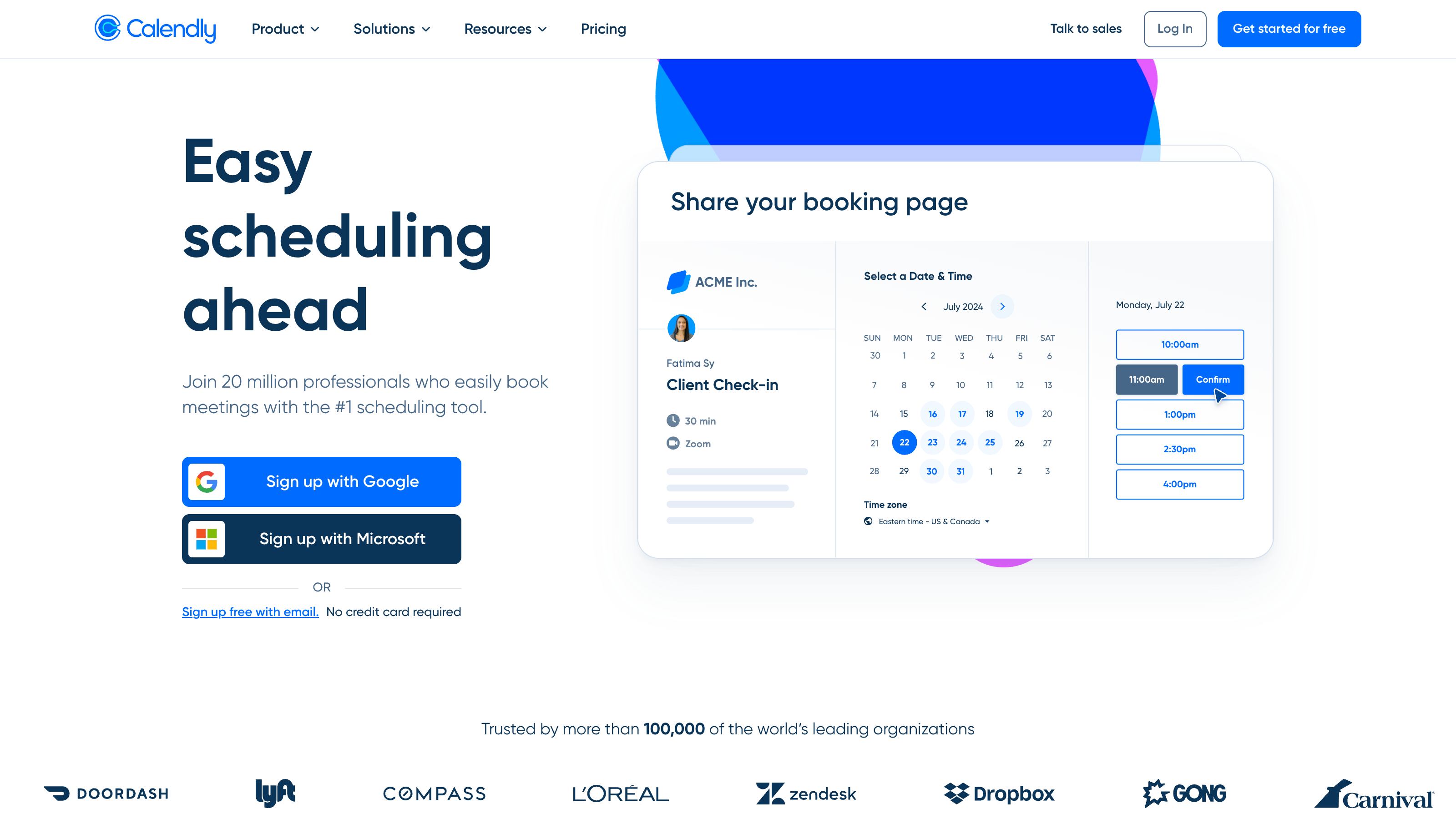 Calendly product page