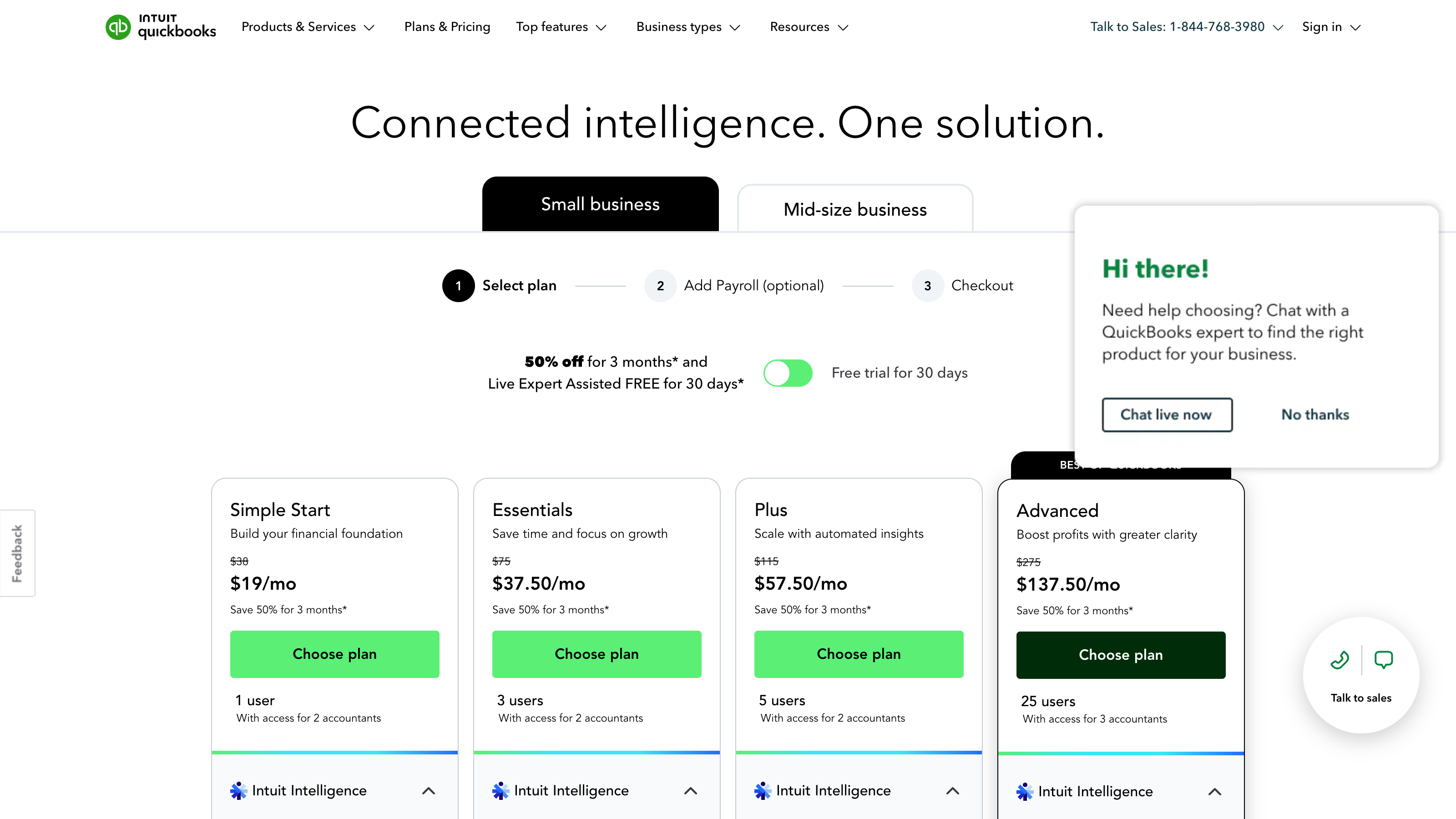 QuickBooks Online product page
