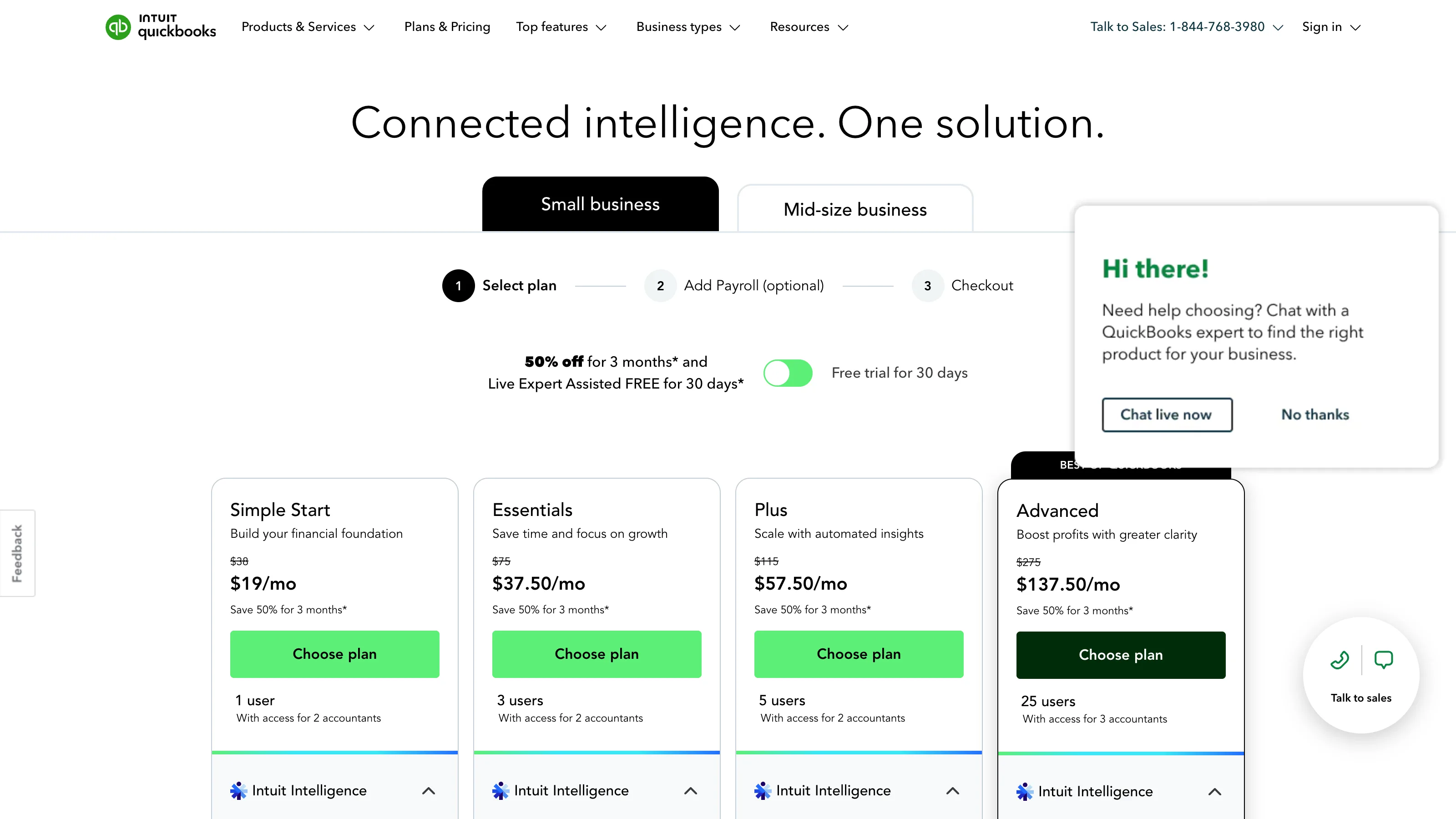 QuickBooks Online product page